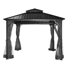 2.8m Athena Steel Gazebo with Mosquito Nets & Curtains